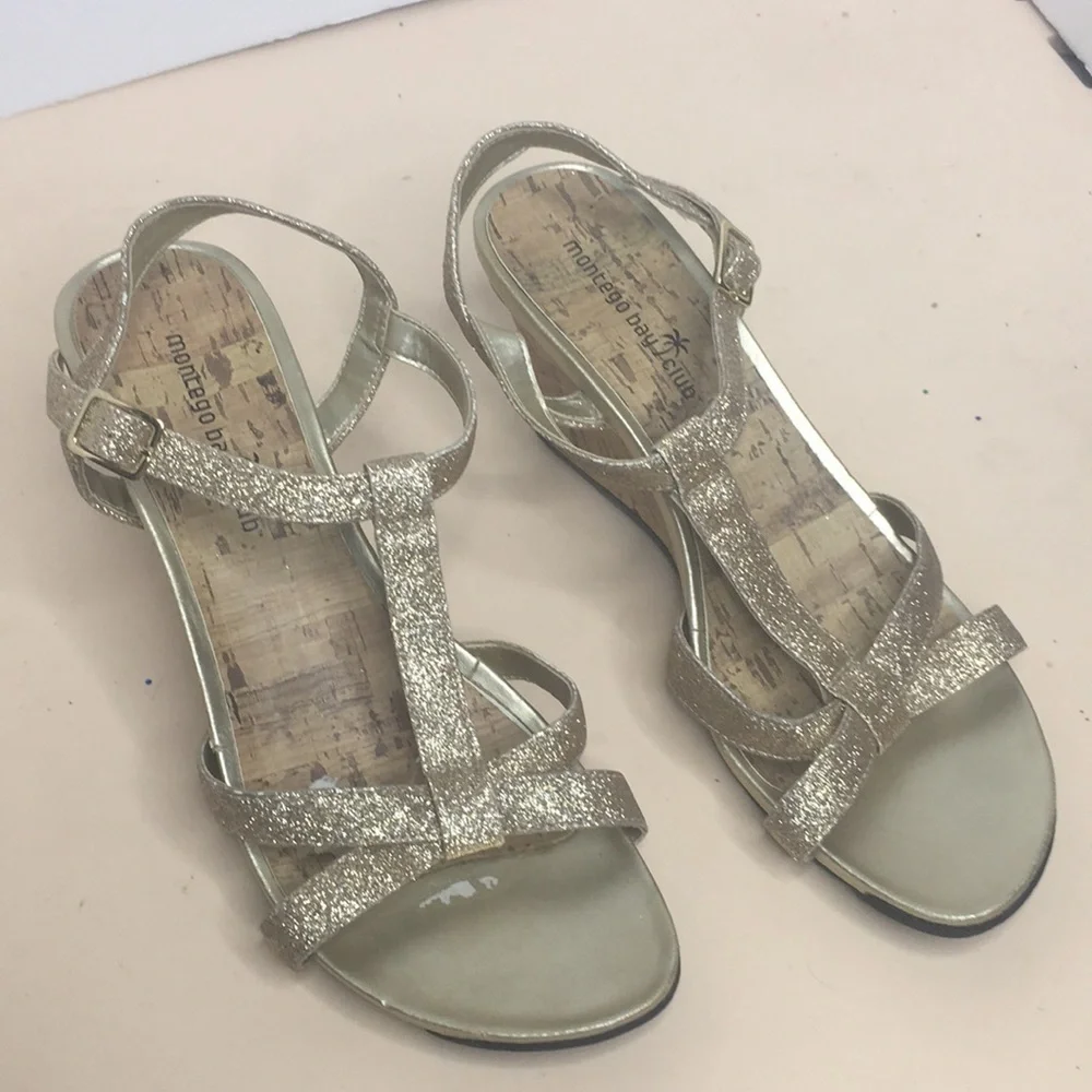 Montego  bay club sparks gold cork wedge sandals